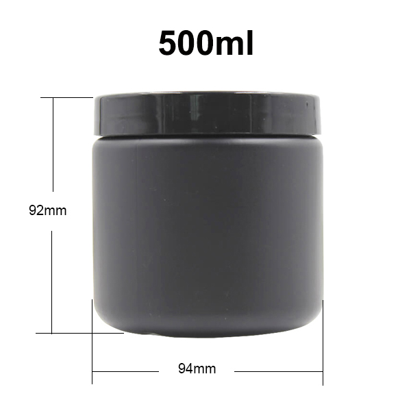 500ML 16OZ Hair Oil Pomade Black Plastic HDPE Jar