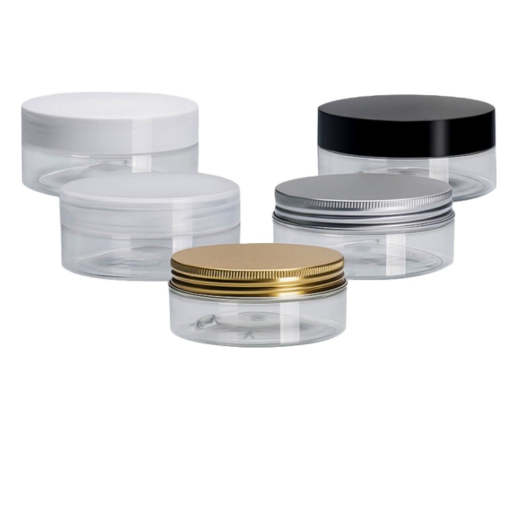 500ML 16oz PET plastic transparent pet jar container with white clear black screw lids