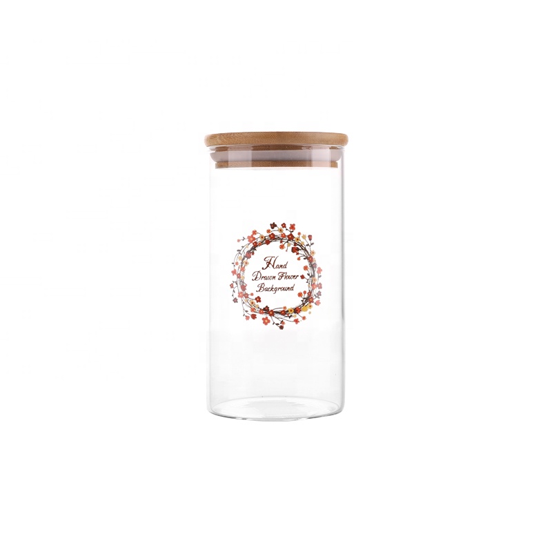 500ML 650ML 1300ML multi sizes borosilicate glass storage jar bottle with airtight bamboo lid