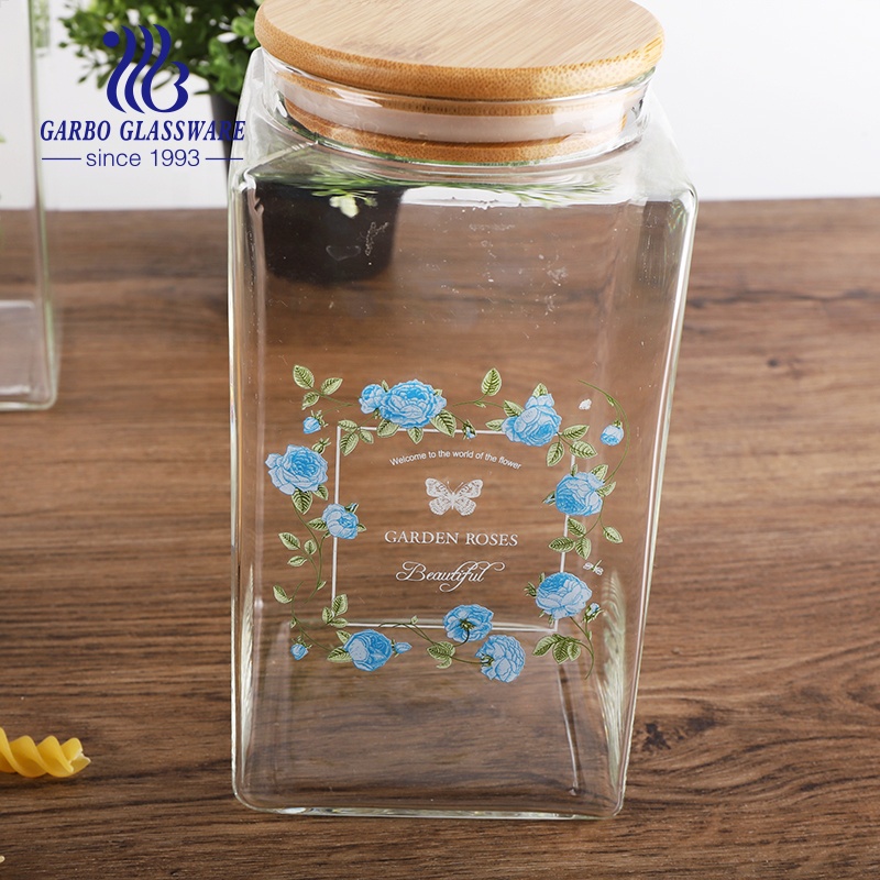 500ML 650ML 1300ML multi sizes borosilicate glass storage jar bottle with airtight bamboo lid