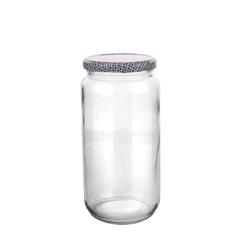 500ML 650ML 750ML 800ML 1000ML Multi Sizes Glass Canister Transparent Glass Storage Jar Bottle with Metal Lid