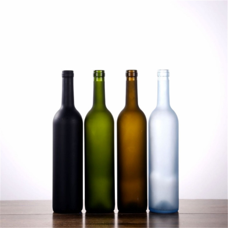 500ML 750ML Bordeaux shape Transparent Black Amber Green Glass Bottle with Cork