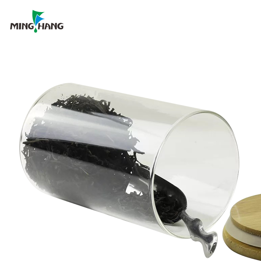 500ML Borosilicate Glass Airtight Canister, Glass Storage candy Jar with Bamboo Lid