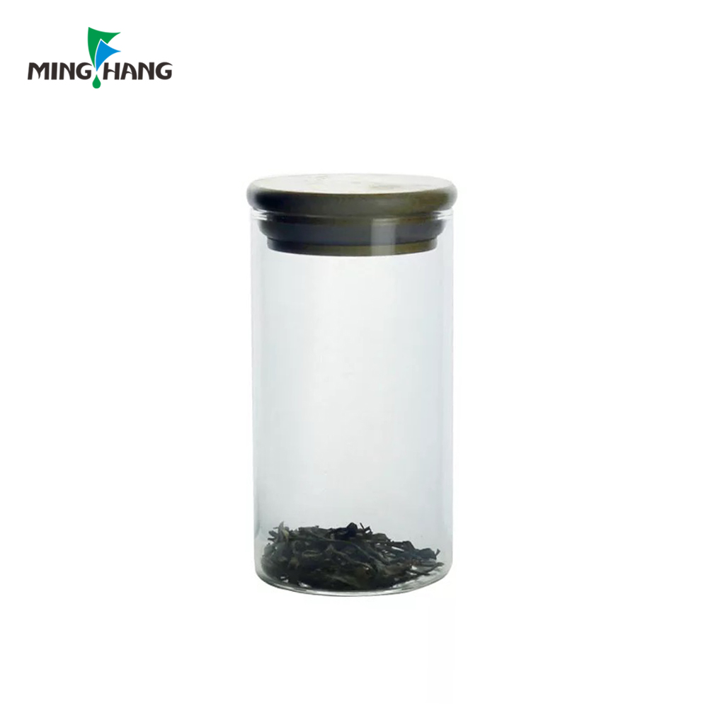 500ML Borosilicate Glass Airtight Canister, Glass Storage candy Jar with Bamboo Lid