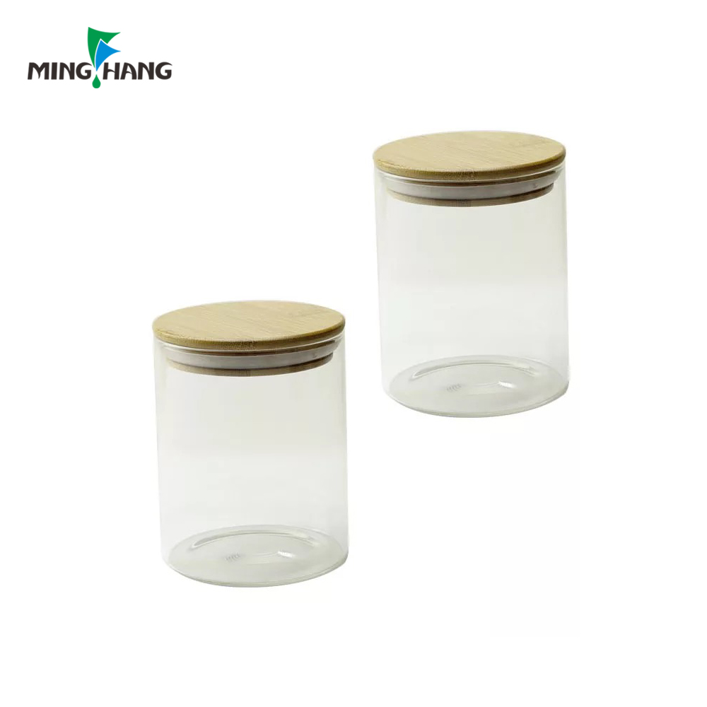 500ML Borosilicate Glass Airtight Canister, Glass Storage candy Jar with Bamboo Lid