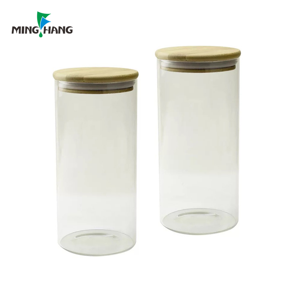 500ML Borosilicate Glass Airtight Canister, Glass Storage candy Jar with Bamboo Lid