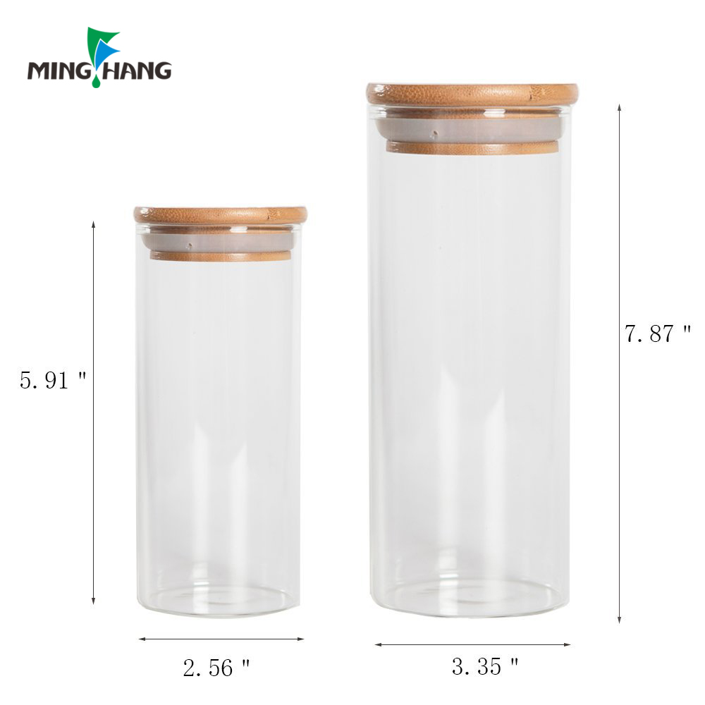 500ML Borosilicate Glass Airtight Canister, Glass Storage candy Jar with Bamboo Lid