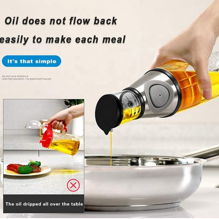 500ML Clear Kitchen Measuring Glass Olive Oil Sprayer Bottle with Color Box