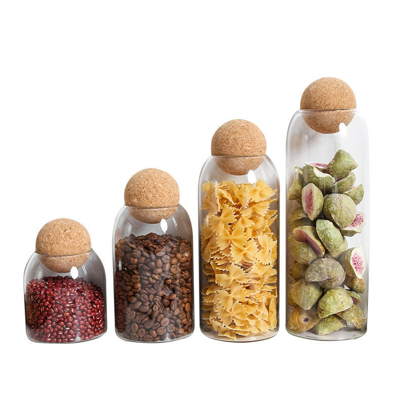 500ML Glass Jar with Airtight Seal Wood Lid Ball Clear Storage Jar Food Glass Canister