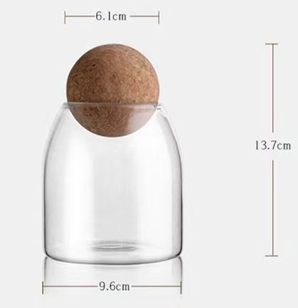 500ML Glass Jar with Airtight Seal Wood Lid Ball Clear Storage Jar Food Glass Canister