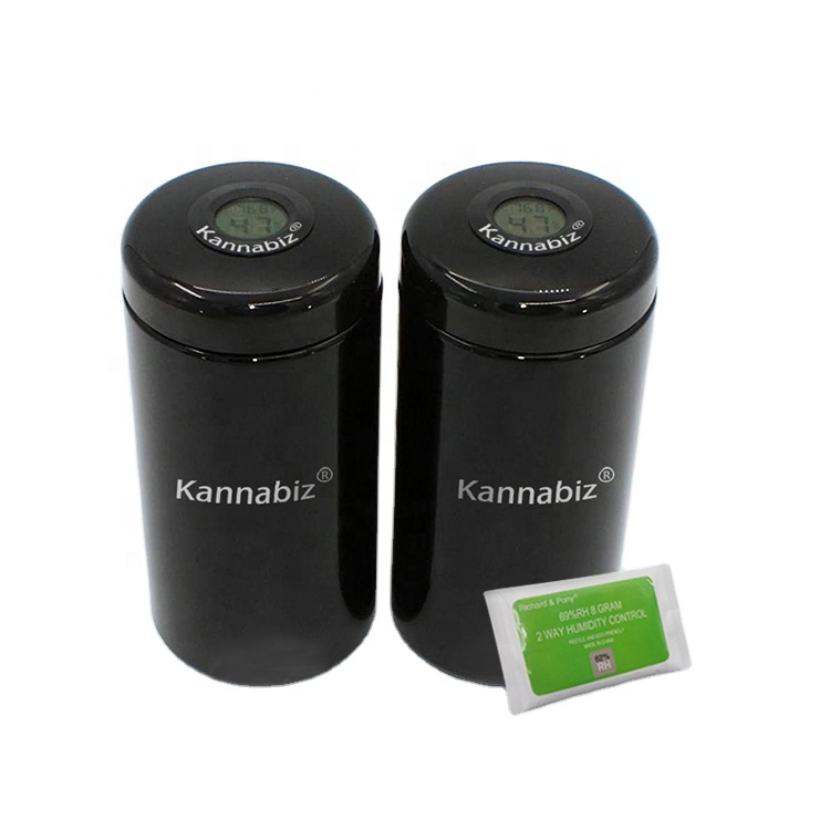 500ML Glass Stash Jar with digital humidity temp sensor