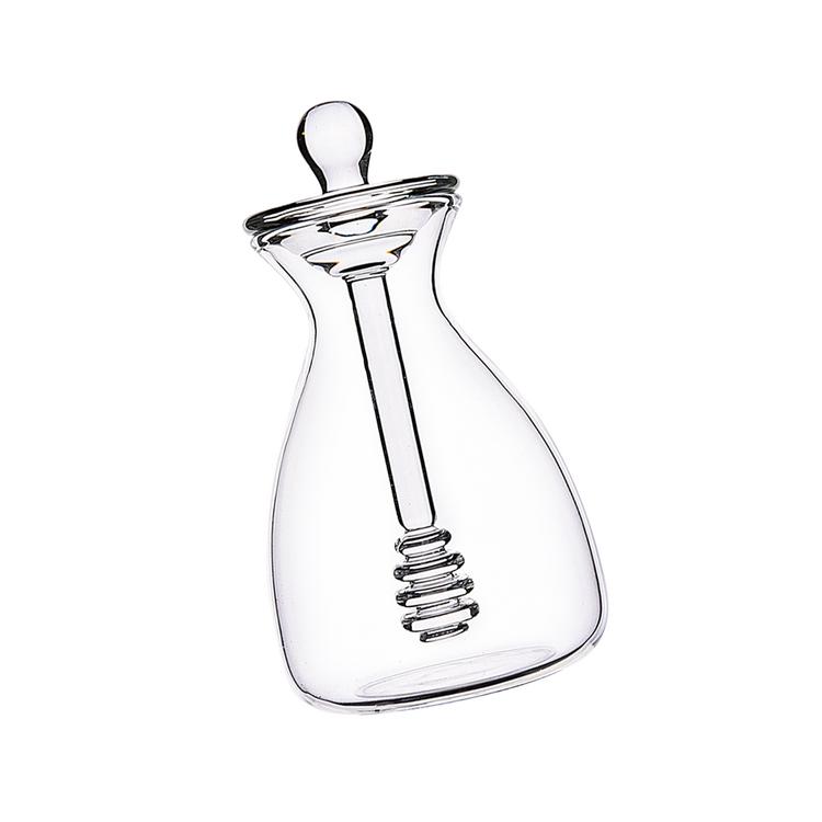 500ML Handmade Honey Jar with Dipper Glass Honey Pot packaging container glass jar and bottles with bamboo lid