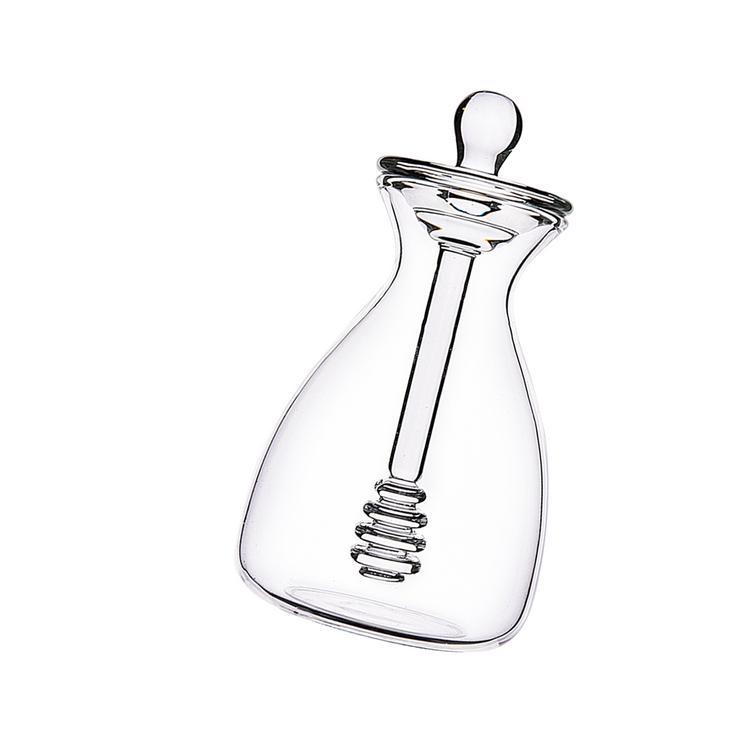 500ML Handmade Honey Jar with Dipper Glass Honey Pot packaging container glass jar and bottles with bamboo lid