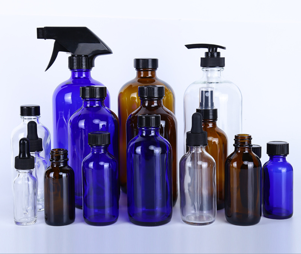 500ML Large Refillable 16 OZ Amber Glass Spray Bottle For Cleaning, Essential Oil Bottle With Black Trigger Spray Top