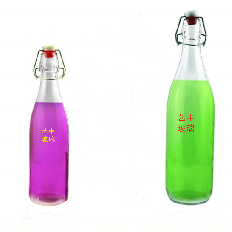 500ML Round Square Ferment Beverage Juice Glass Bottle With Swing Top Clip Lid
