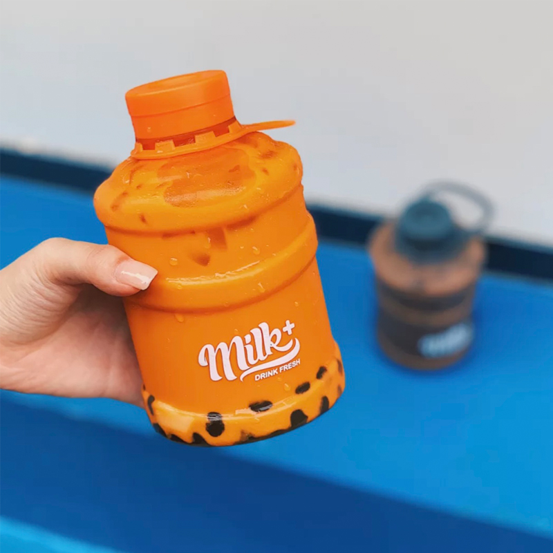 500ML empty PET plastic bottle for juice milky tea coffee beverage bottle with handle plastic bottle for coffee
