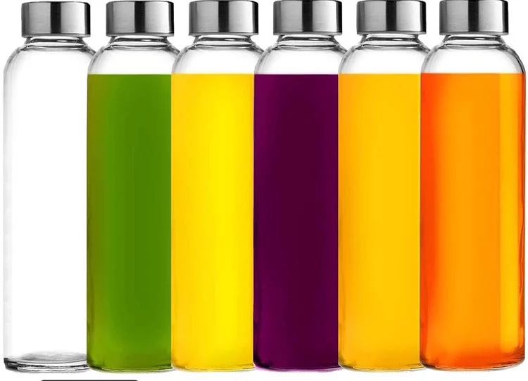 500ML empty clear beverage glass bottle with lug cap