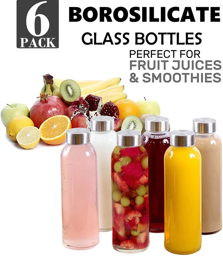 500ML empty clear beverage glass bottle with lug cap
