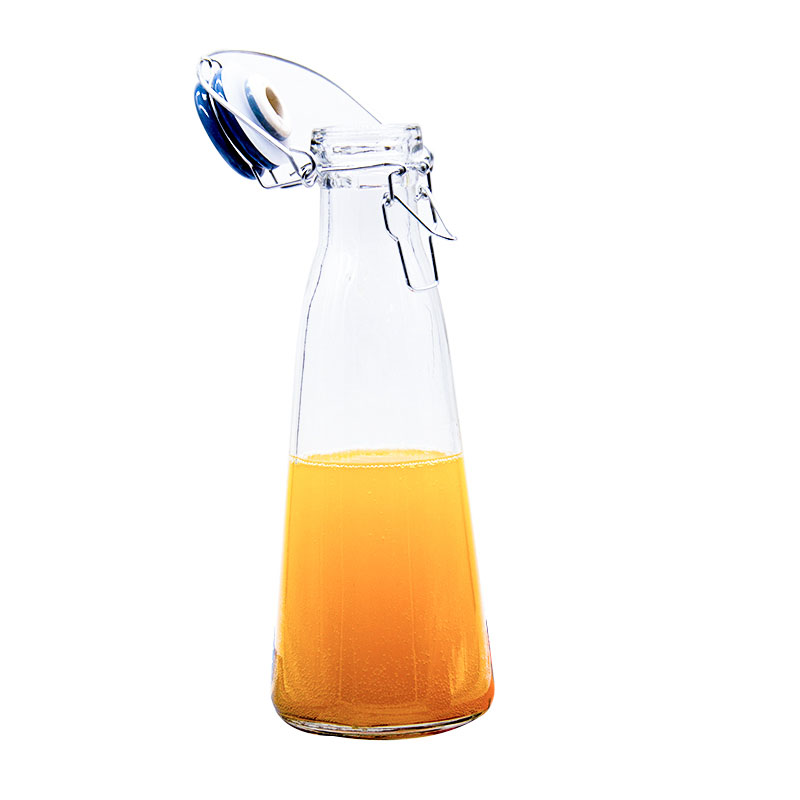 500Ml 1000Ml Glass Milk /Beverage Juice Buckle Portable Bottle With Swing Top Lid