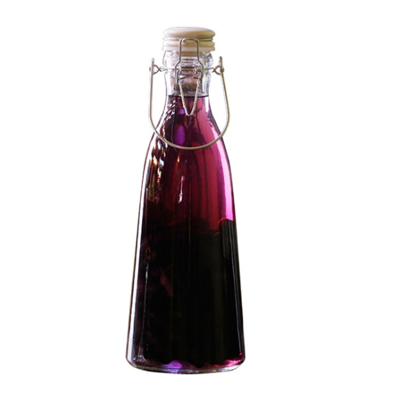 500Ml 1000Ml Glass Milk /Beverage Juice Buckle Portable Bottle With Swing Top Lid