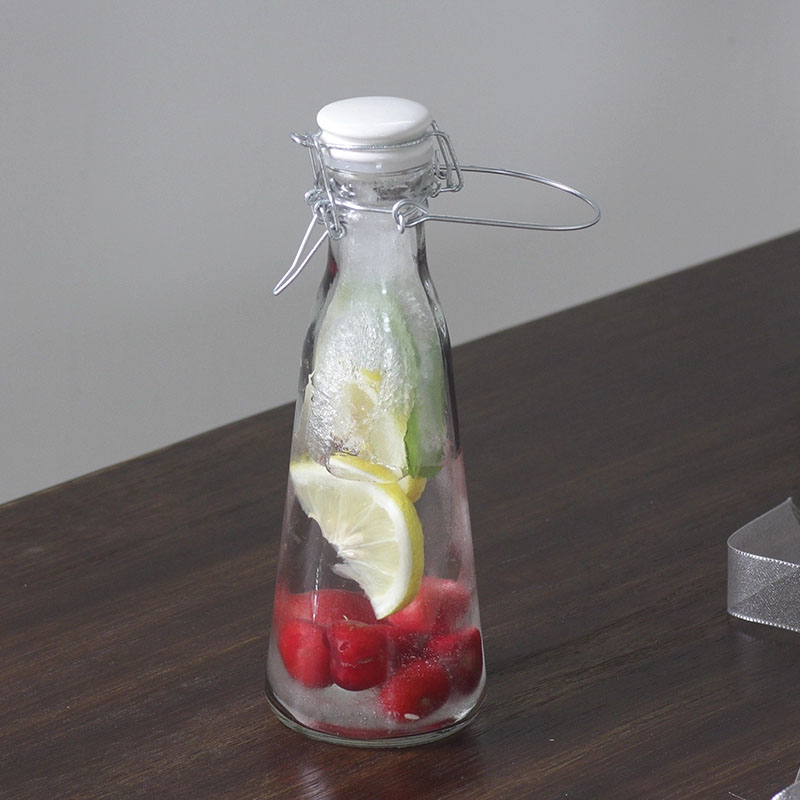500Ml 1000Ml Glass Milk /Beverage Juice Buckle Portable Bottle With Swing Top Lid