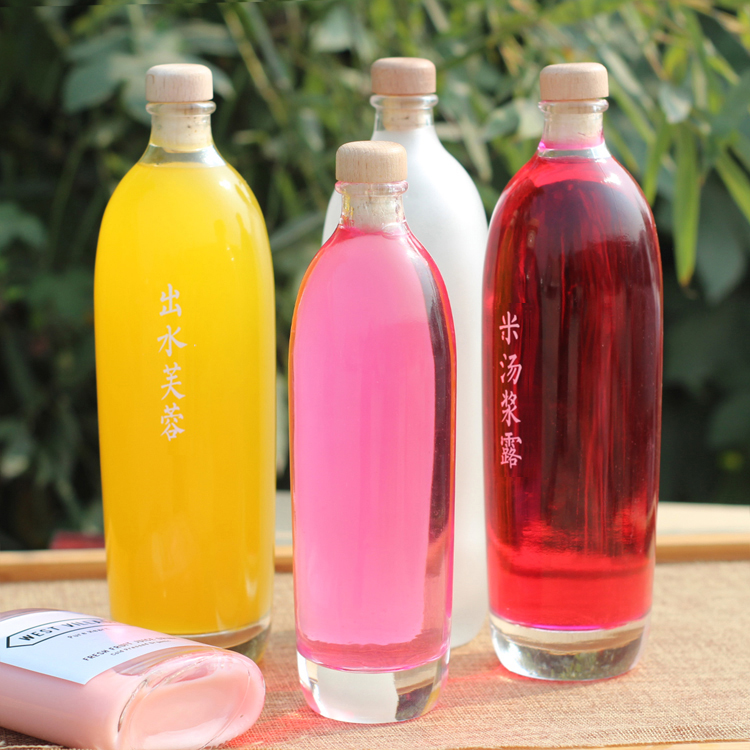 500Ml Clear Glass Juice Bottle Glass Beverage Plastic Bottle With Metal Lid Beverage Bottle