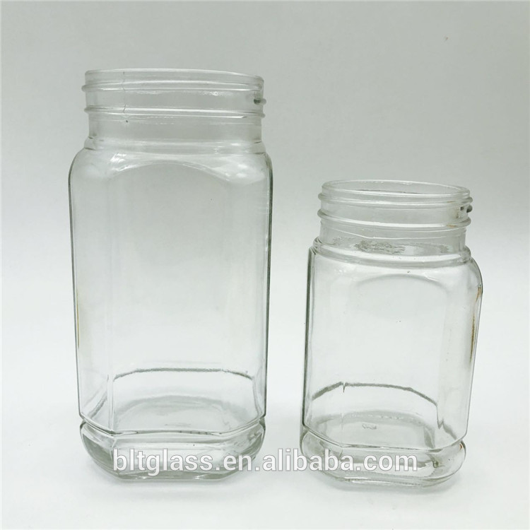 500g 1000g 1kg individual package empty square shape glass honey jar with yellow color plastic cap