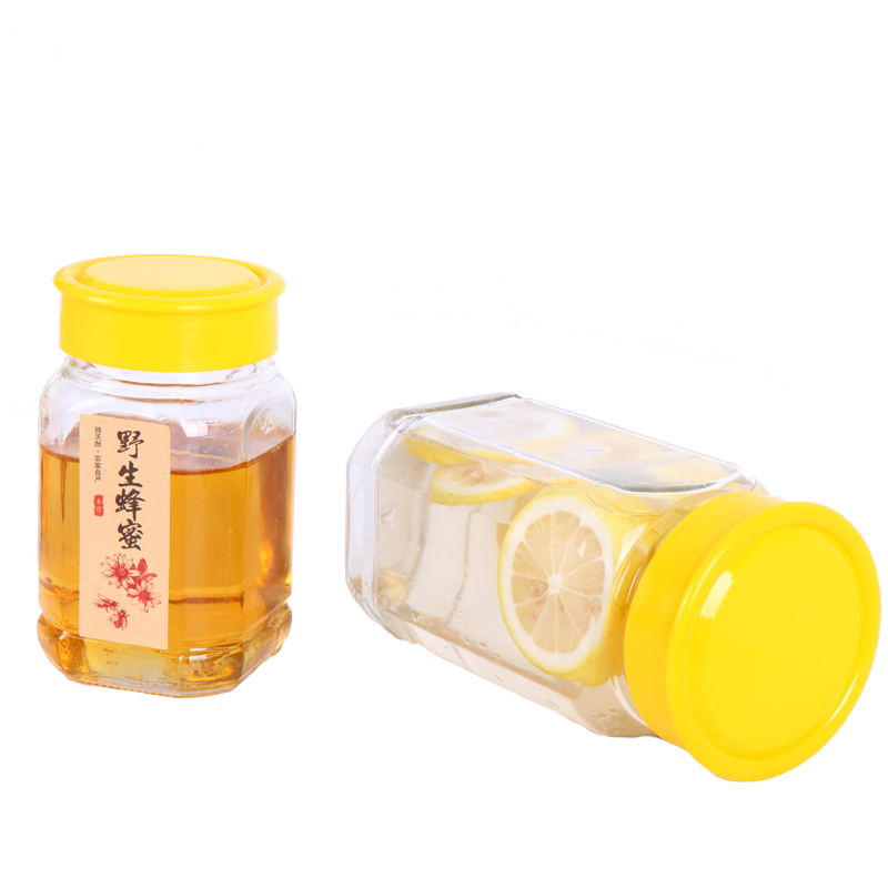 500g 1000g clear glass honey jar with plastic cap