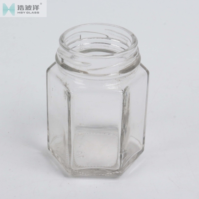 500g 380ml cheap glass jar hexagonal glass honey jar glass container with lid tinplate for honey