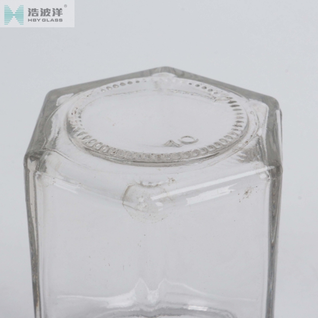 500g 380ml cheap glass jar hexagonal glass honey jar glass container with lid tinplate for honey