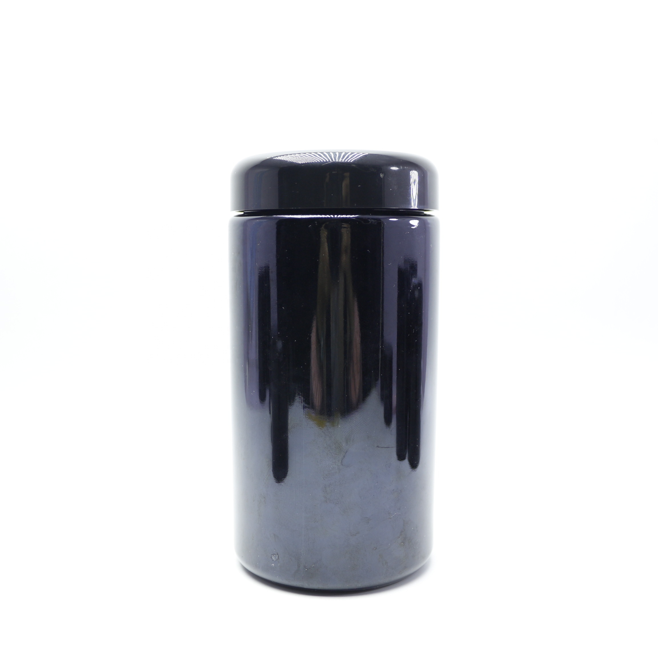 500g 500ml large black uv dark violet glass jar with lid for cosmetic dry herb saffron VJ-24N
