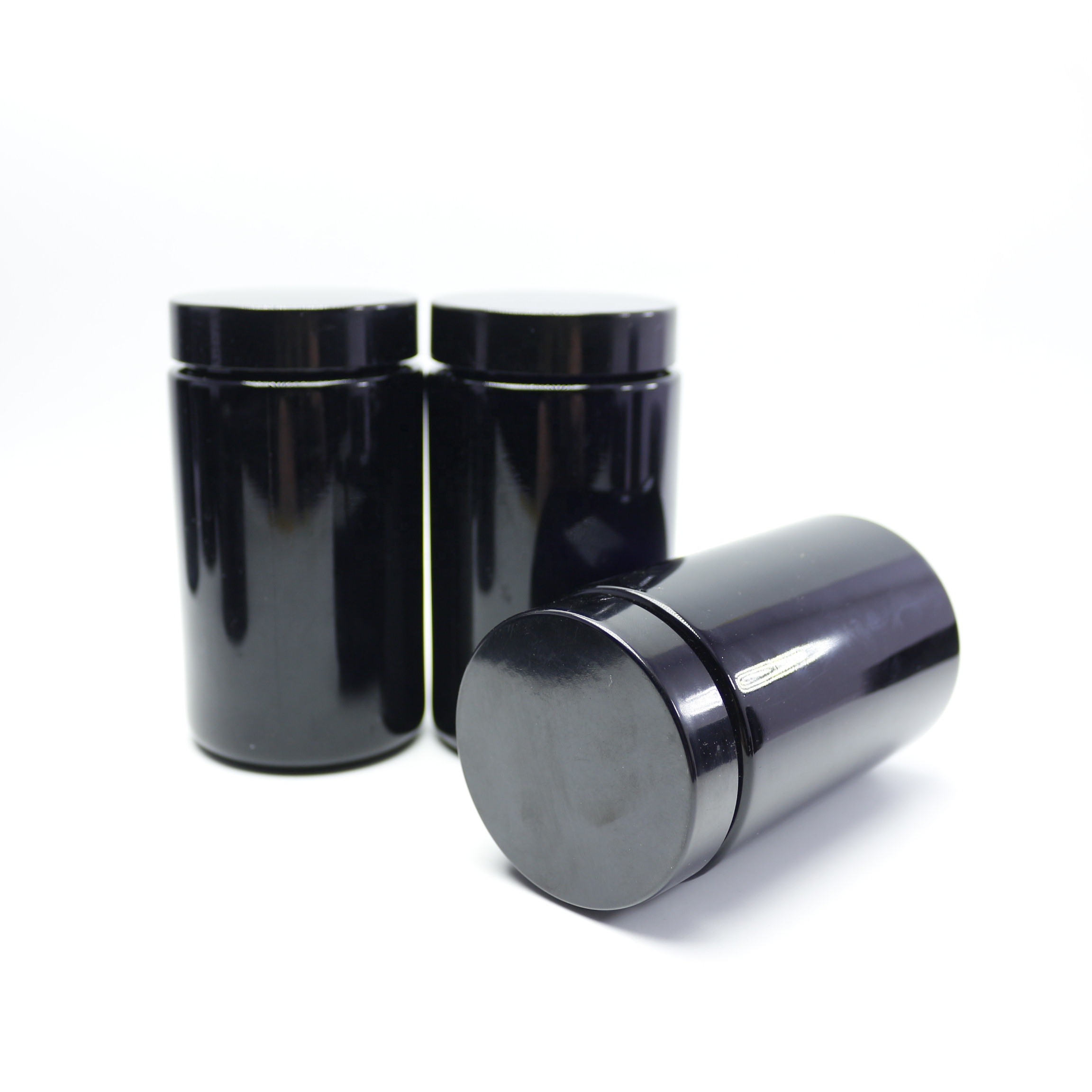 500g 500ml large black uv dark violet glass jar with lid for cosmetic dry herb saffron VJ-24N