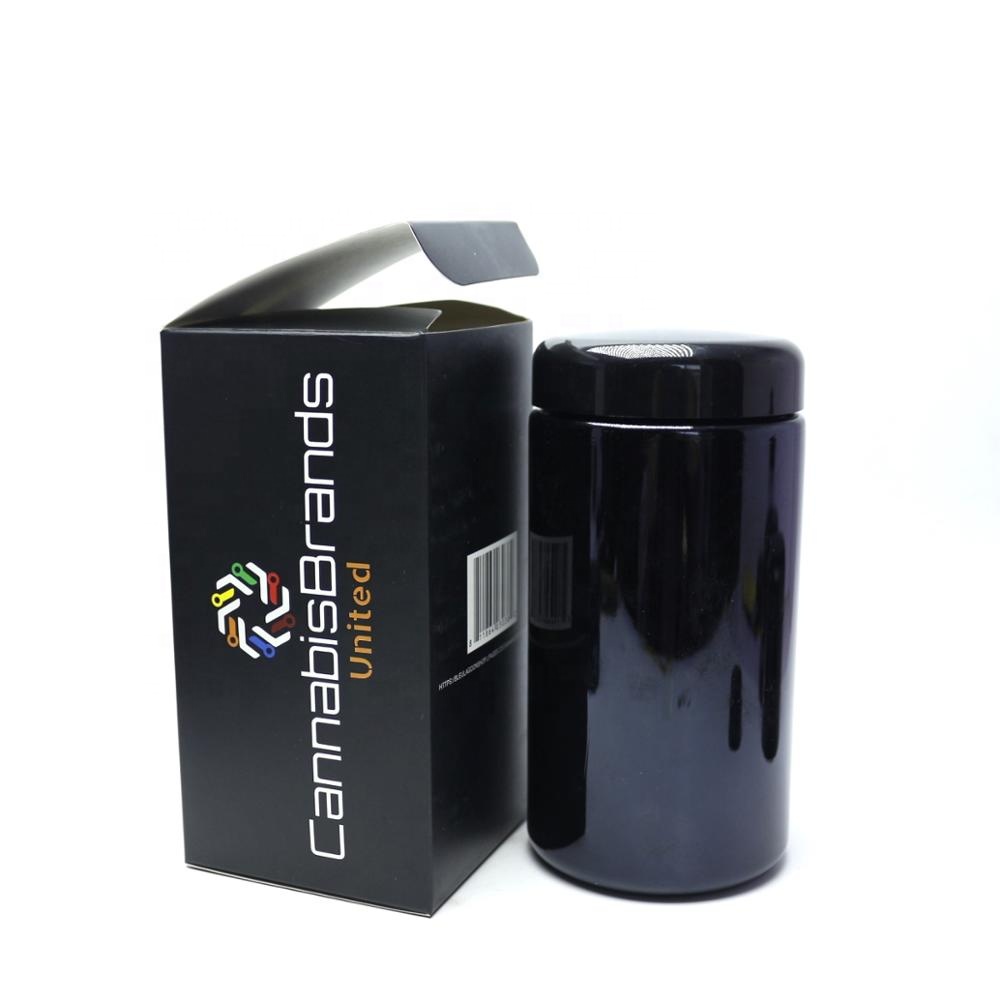 500g 500ml large black uv dark violet glass jar with lid for cosmetic dry herb saffron VJ-24N