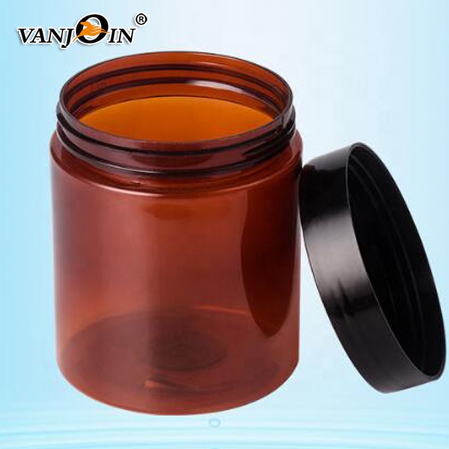 500g Amber Pet Plastic Cosmetic Shampoo Cream Packaging Jar