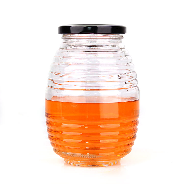 500g Beehive shape glass honey jar food jar with tin lid