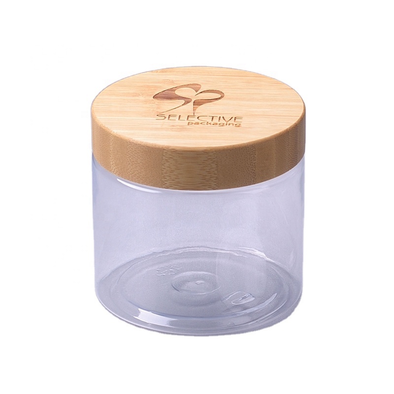 500g PET cosmetic plastic jar  cream bamboo cap 89mm for 500ml empty SY-ZS500-CL wood package