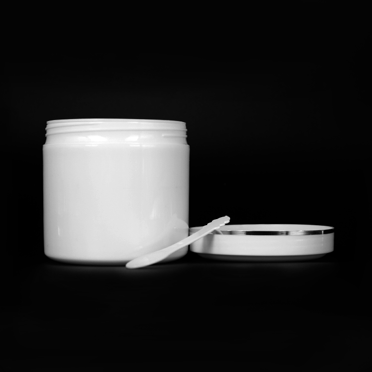 500g plastic round Cosmetic packing mask jar with plastic spoon