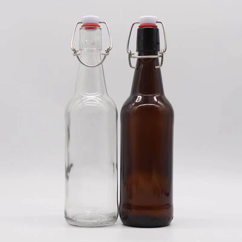 500ml 0.5 1Liter Flip Top Cap 33OZ Beverage 1000ml With Swing Stopper Used In Kitchen 1Liter Glass Bottle For Kombucha