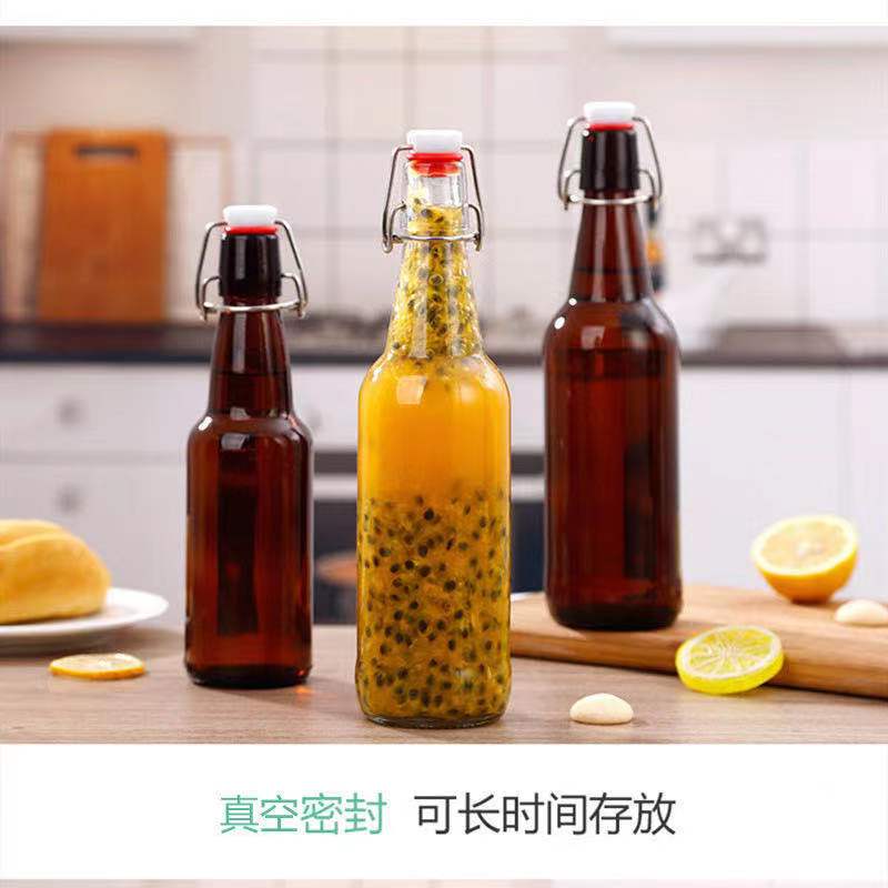 500ml 0.5 1Liter Flip Top Cap 33OZ Beverage 1000ml With Swing Stopper Used In Kitchen 1Liter Glass Bottle For Kombucha