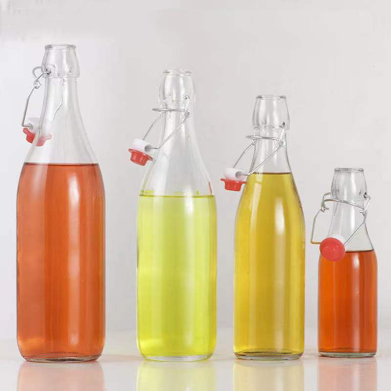 500ml 0.5 1Liter Flip Top Cap 33OZ Beverage 1000ml With Swing Stopper Used In Kitchen 1Liter Glass Bottle For Kombucha
