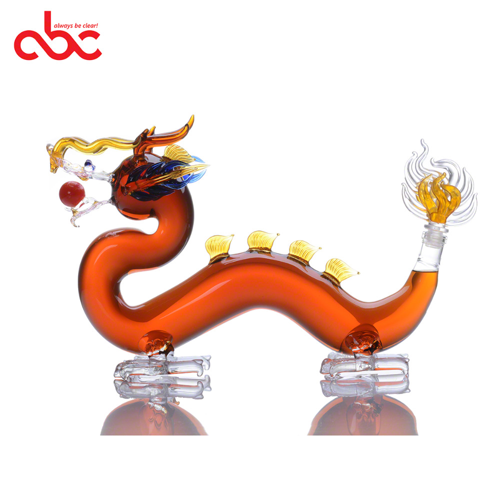 500ml 1000ml 1500ml 2500ml Handblown Borosilicate Dragon Shaped Clear Glass Decanter Dragon Animal Shaped Glass Wine Bottle