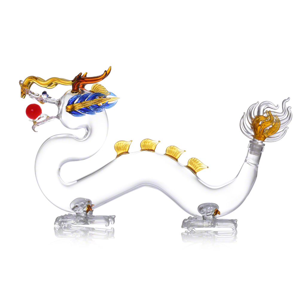 500ml 1000ml 1500ml 2500ml Handblown Borosilicate Dragon Shaped Clear Glass Decanter Dragon Animal Shaped Glass Wine Bottle