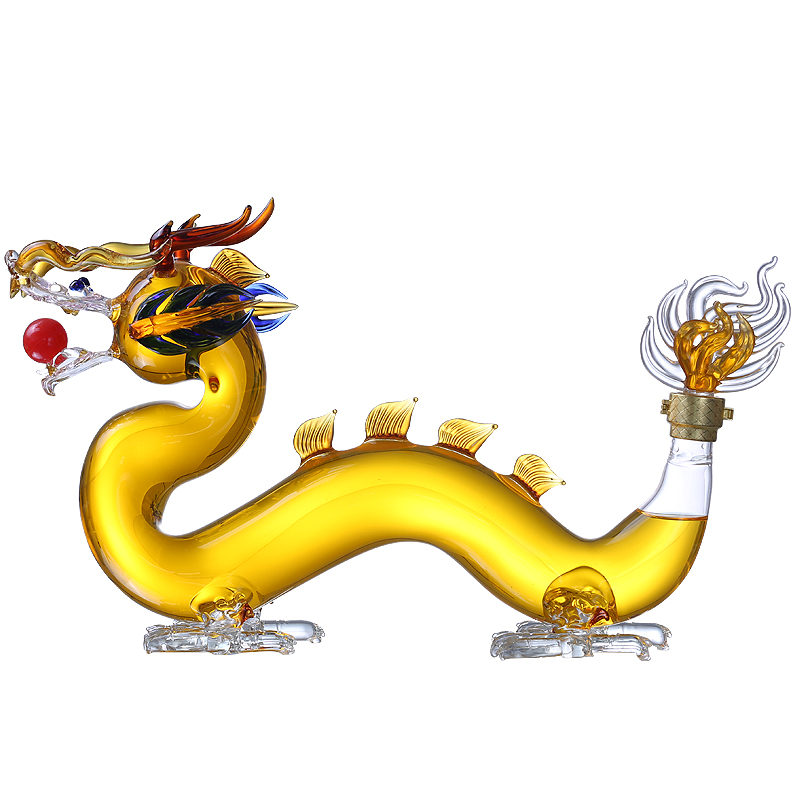 500ml 1000ml 1500ml 2500ml Handblown Borosilicate Dragon Shaped Clear Glass Decanter Dragon Animal Shaped Glass Wine Bottle