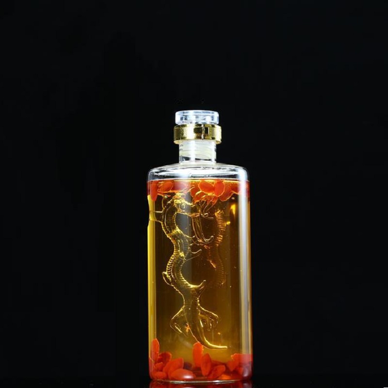 500ml 1000ml 1500ml dragon Whisky Liqueur wine decanter high borosilicate glass wine bottle with Glass Stopper