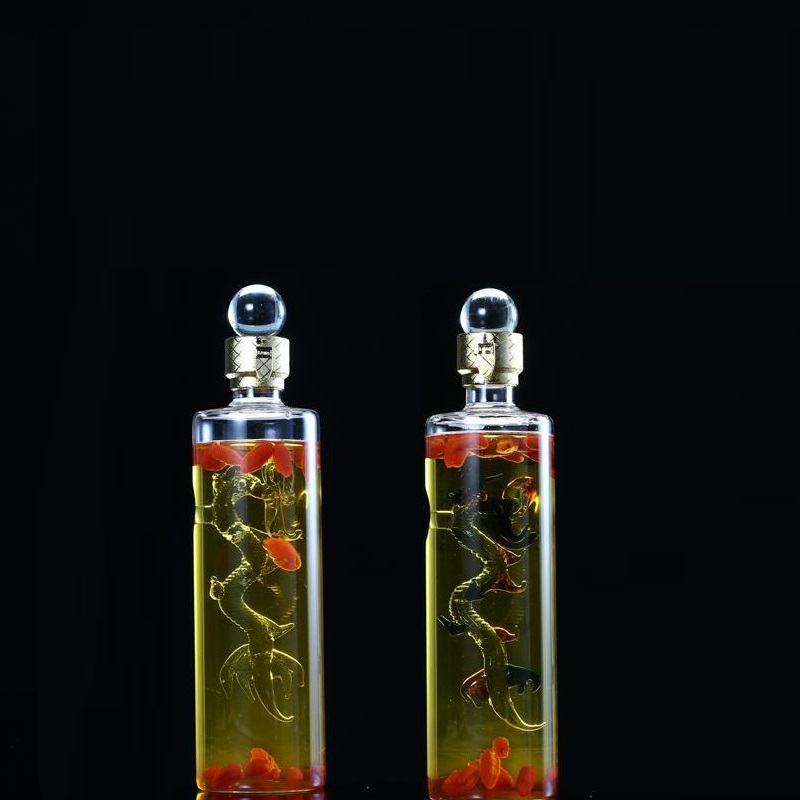 500ml 1000ml 1500ml dragon Whisky Liqueur wine decanter high borosilicate glass wine bottle with Glass Stopper