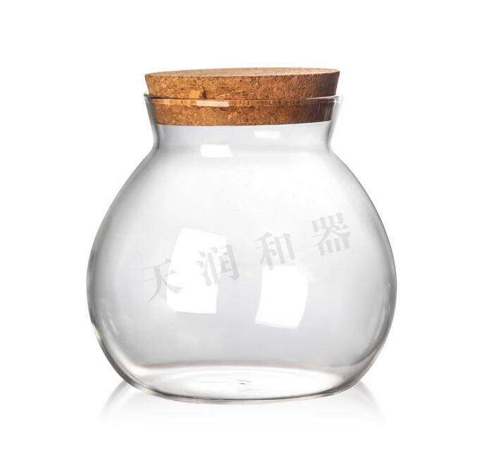500ml 1000ml 1800ml 3 Kinds Factory Direct Sale Clear Glass Jar With Cork/Bamboo Lids For Kitchen Spice Pantry Organization