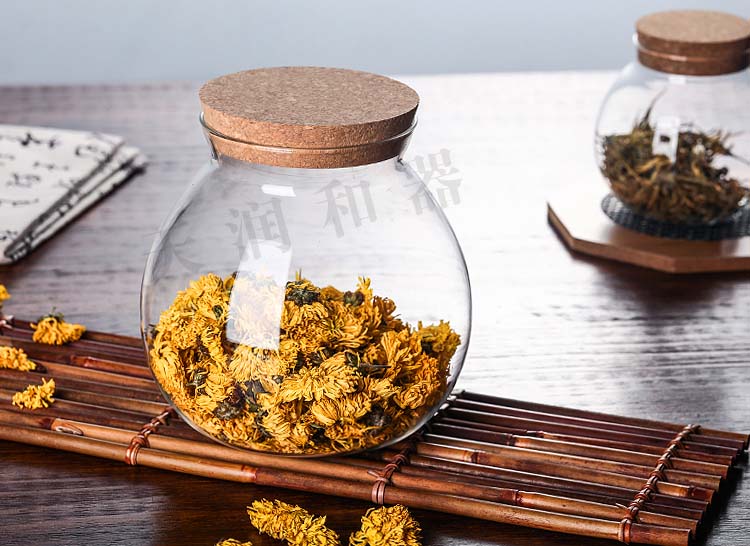 500ml 1000ml 1800ml 3 Kinds Factory Direct Sale Clear Glass Jar With Cork/Bamboo Lids For Kitchen Spice Pantry Organization