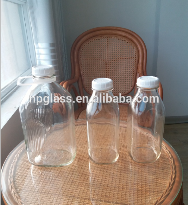 500ml 1000ml 2000ml clear embossed glass milk bottles