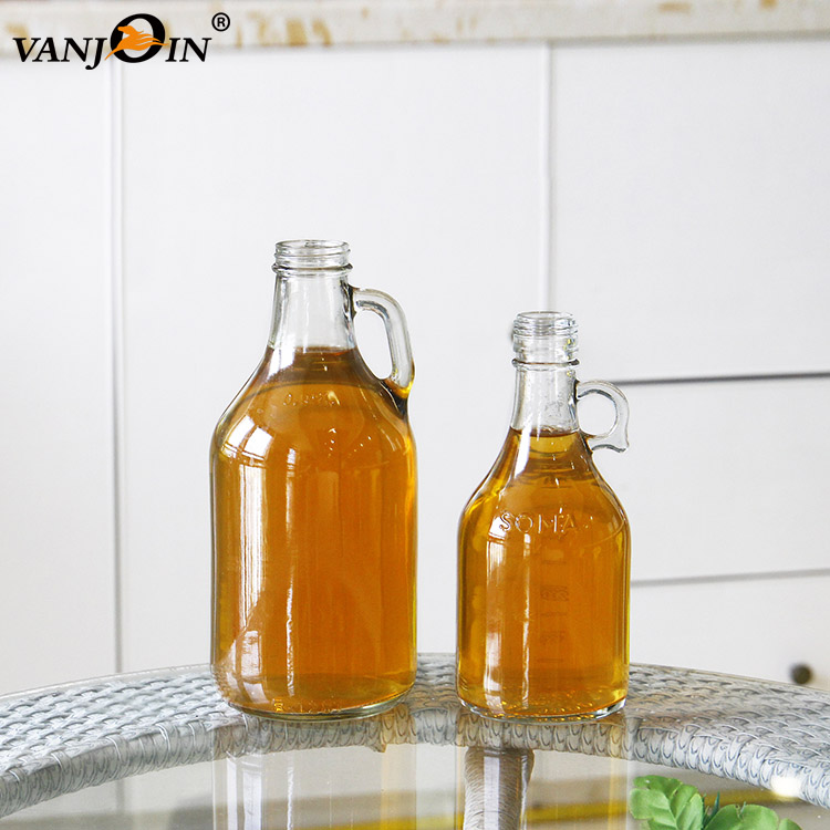 500ml 1000ml Glass Bottle 1 Liter Clear Cold Brew Beverage Kombucha Growler With Customized Logo Label&Handle