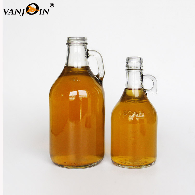 500ml 1000ml Glass Bottle 1 Liter Clear Cold Brew Beverage Kombucha Growler With Customized Logo Label&Handle